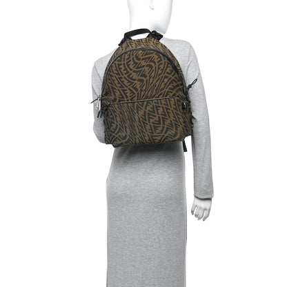 Fendi X SARAH COLEMAN Fabric Jacquard Vitello Grace Light Woven Lanyard FF Vertigo Pouch Pocket Backpack Tobacco Moro Black 2 of 10