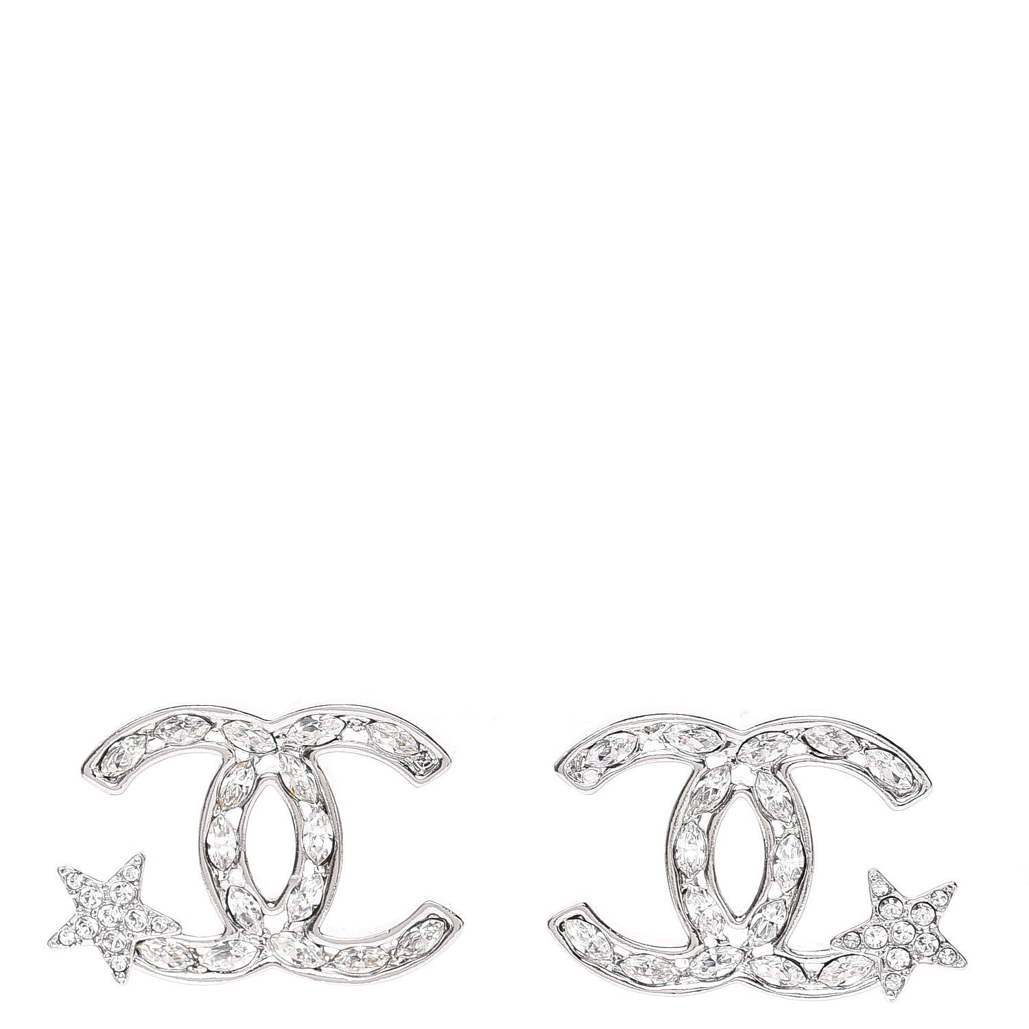 Chanel Crystal CC Starfall Earrings Silver 1 of 4