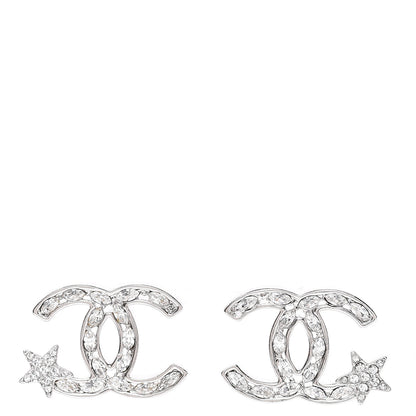 Chanel Crystal CC Starfall Earrings Silver 1 of 4