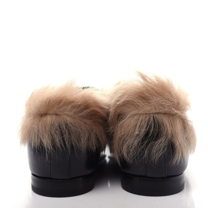 Gucci Malaga Kid Fur Womens Jordaan Loafers 40.5 Black Natural 7 of 10