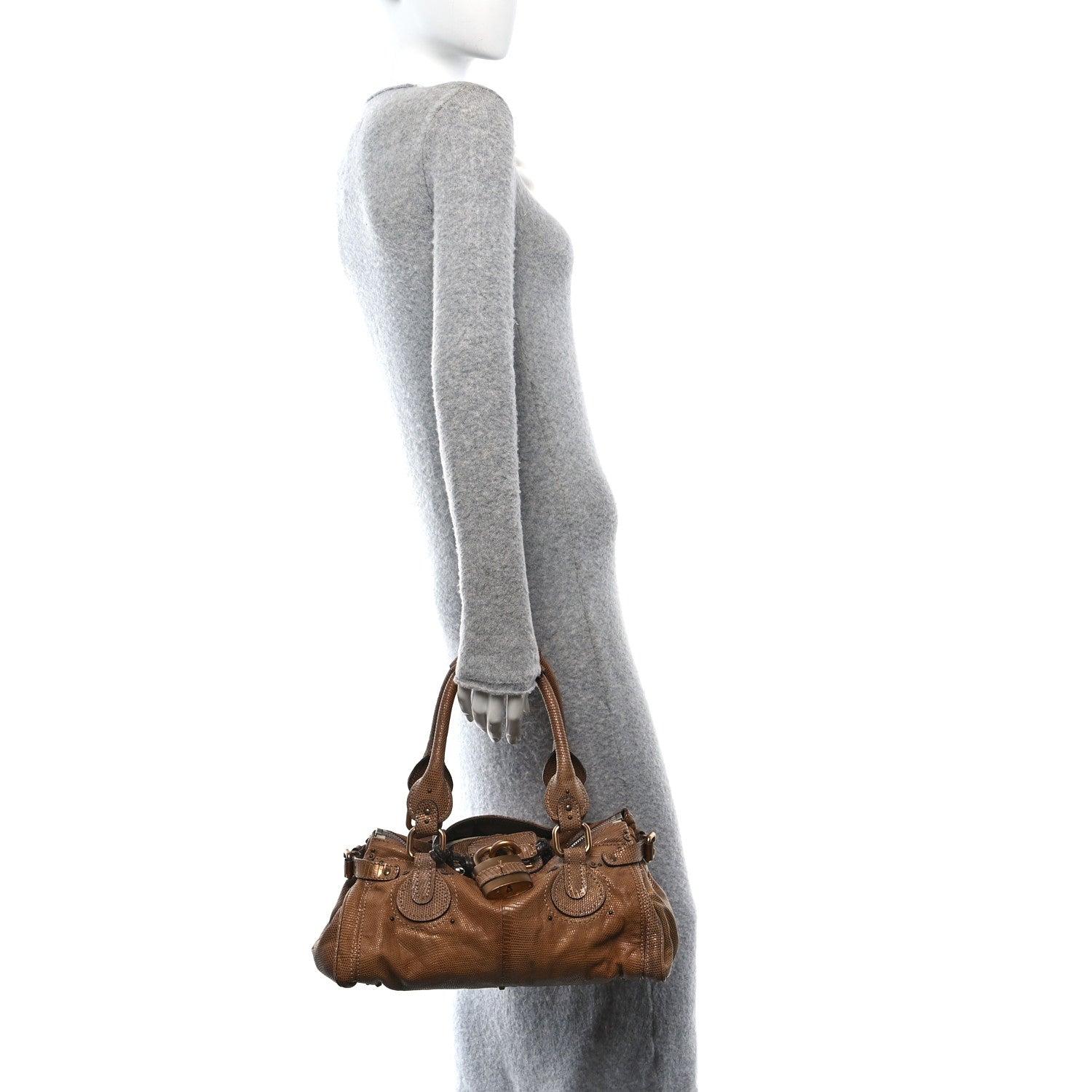 Chloe Lizard Medium Paddington Satchel Bronze 2 of 12