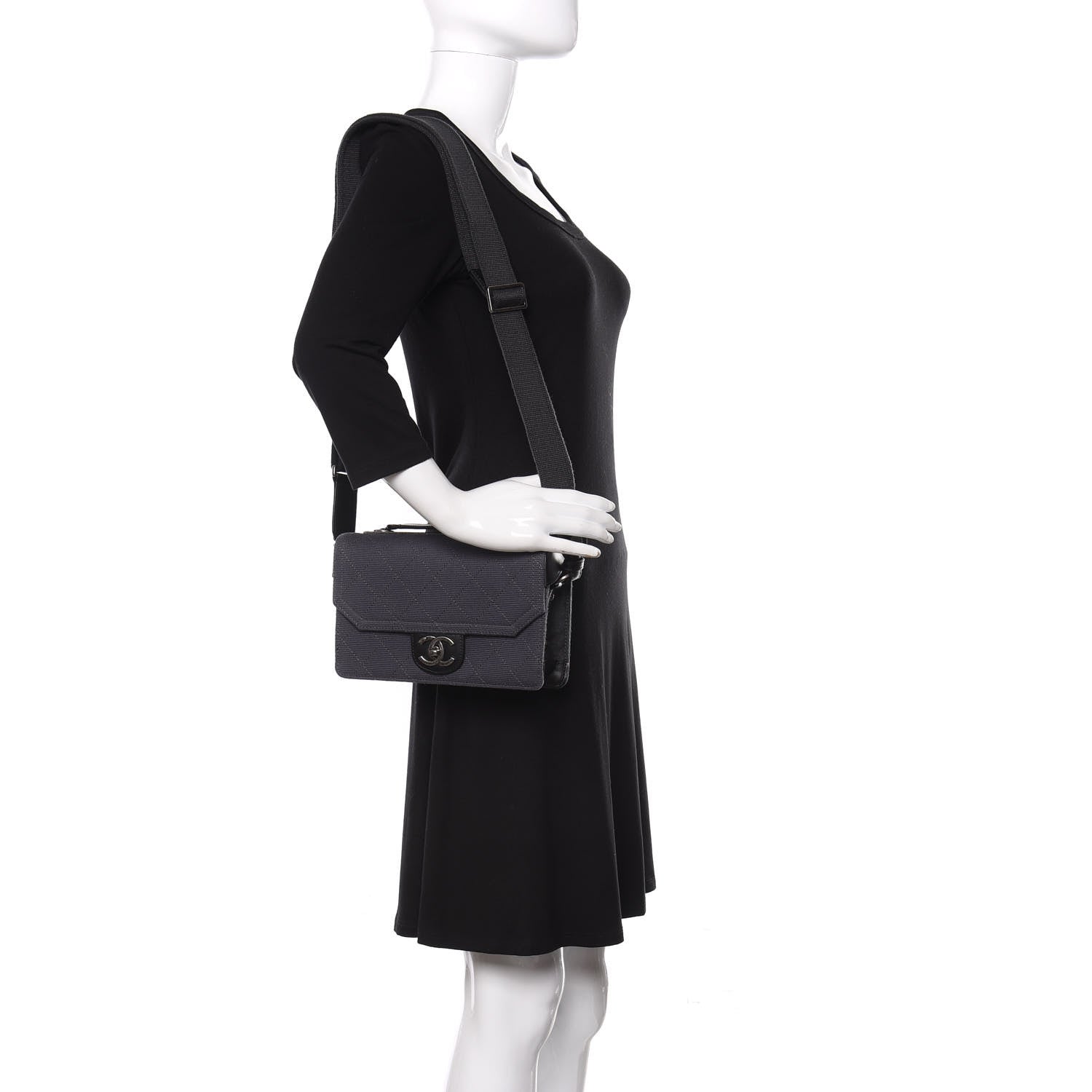 Chanel Fabric Quilted Small Flap Bag Dark Grey 2 of 11