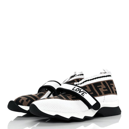 Fendi Stretch Yarn FF Stiff Band Rockoko Sneakers 36 White Black Tobacco 3 of 7