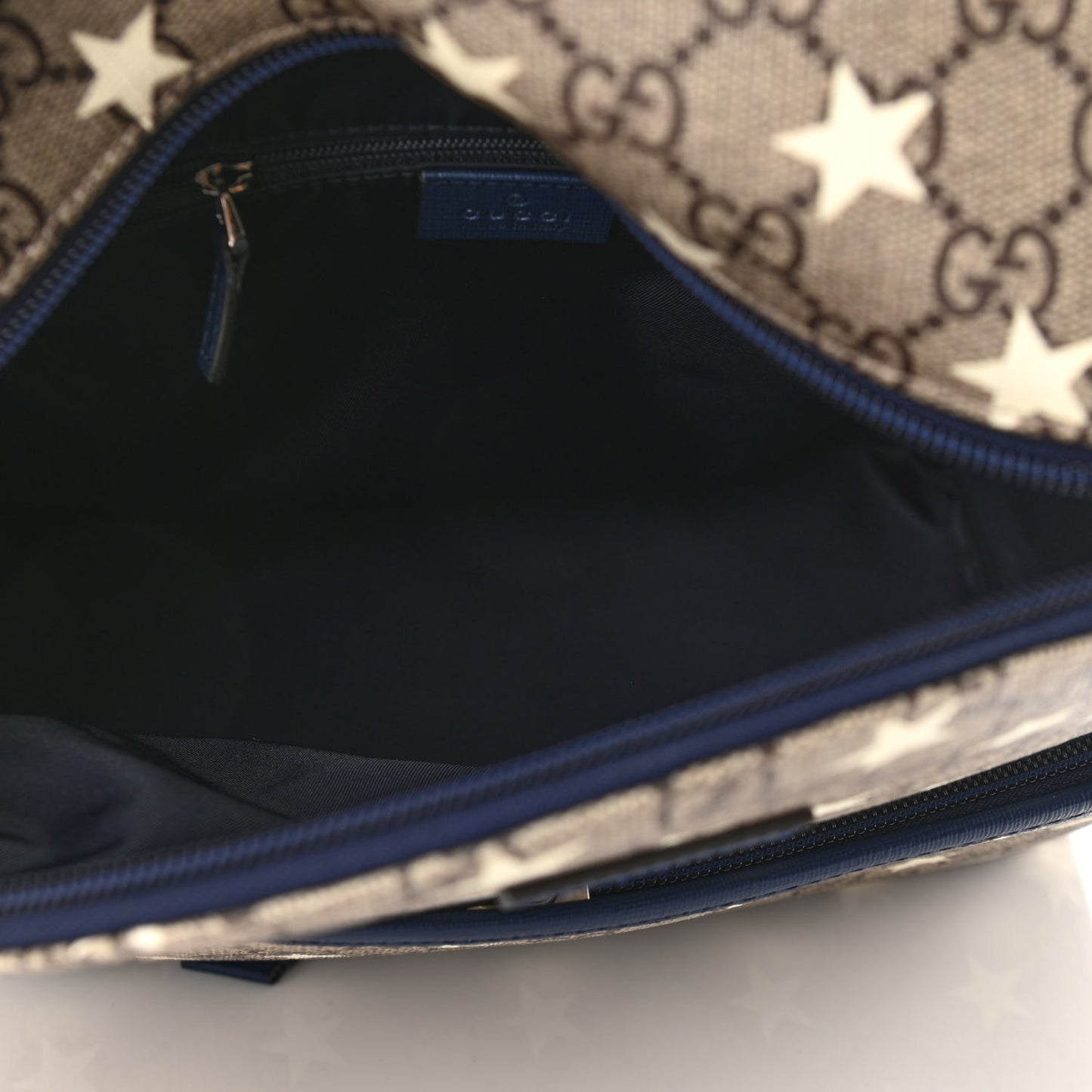 GG Supreme Monogram Stars Childrens Backpack Beige Ebony Yellow Royal