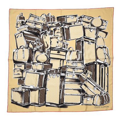 Louis Vuitton Silk Monogram Trunks Square Scarf Brown 1 of 5