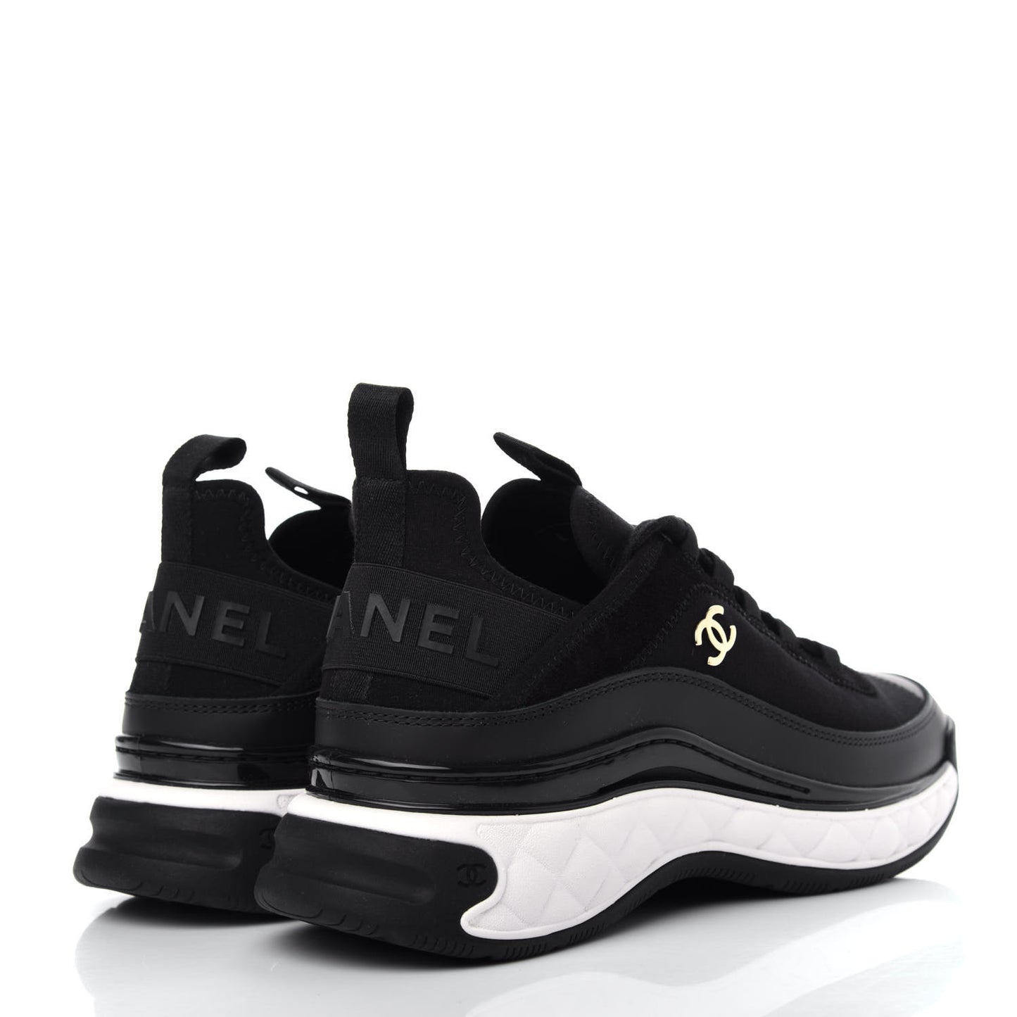Velvet Calfskin Mixed Fibers CC Sneakers 38 Black