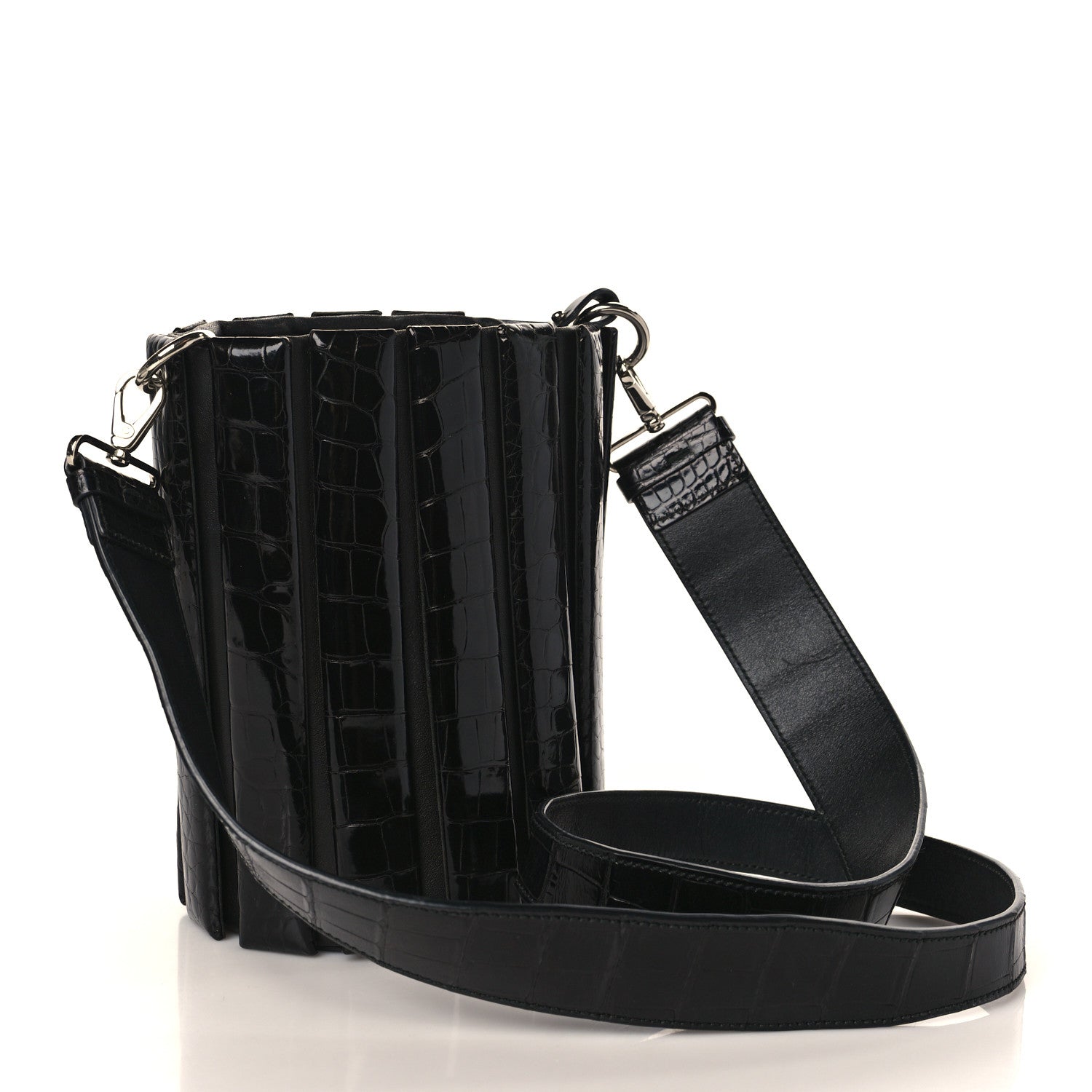 Salvatore Ferragamo Alligator Bucket Bag Black 4 of 9