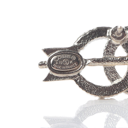 Chanel Metal Crystal CC Arrow Earrings Gold 4 of 5