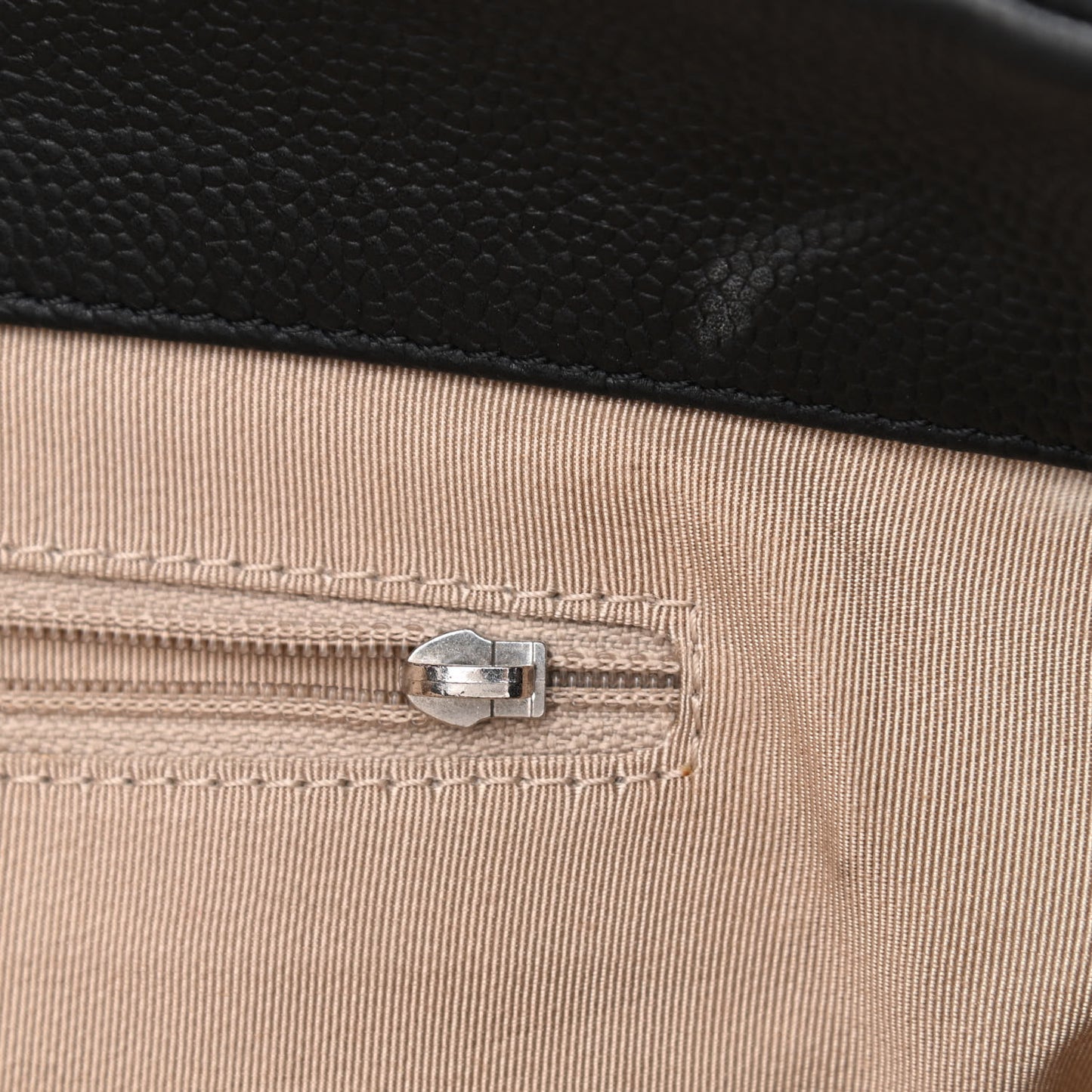 Caviar Quilted Expandable Zip Shoulder Bag Black