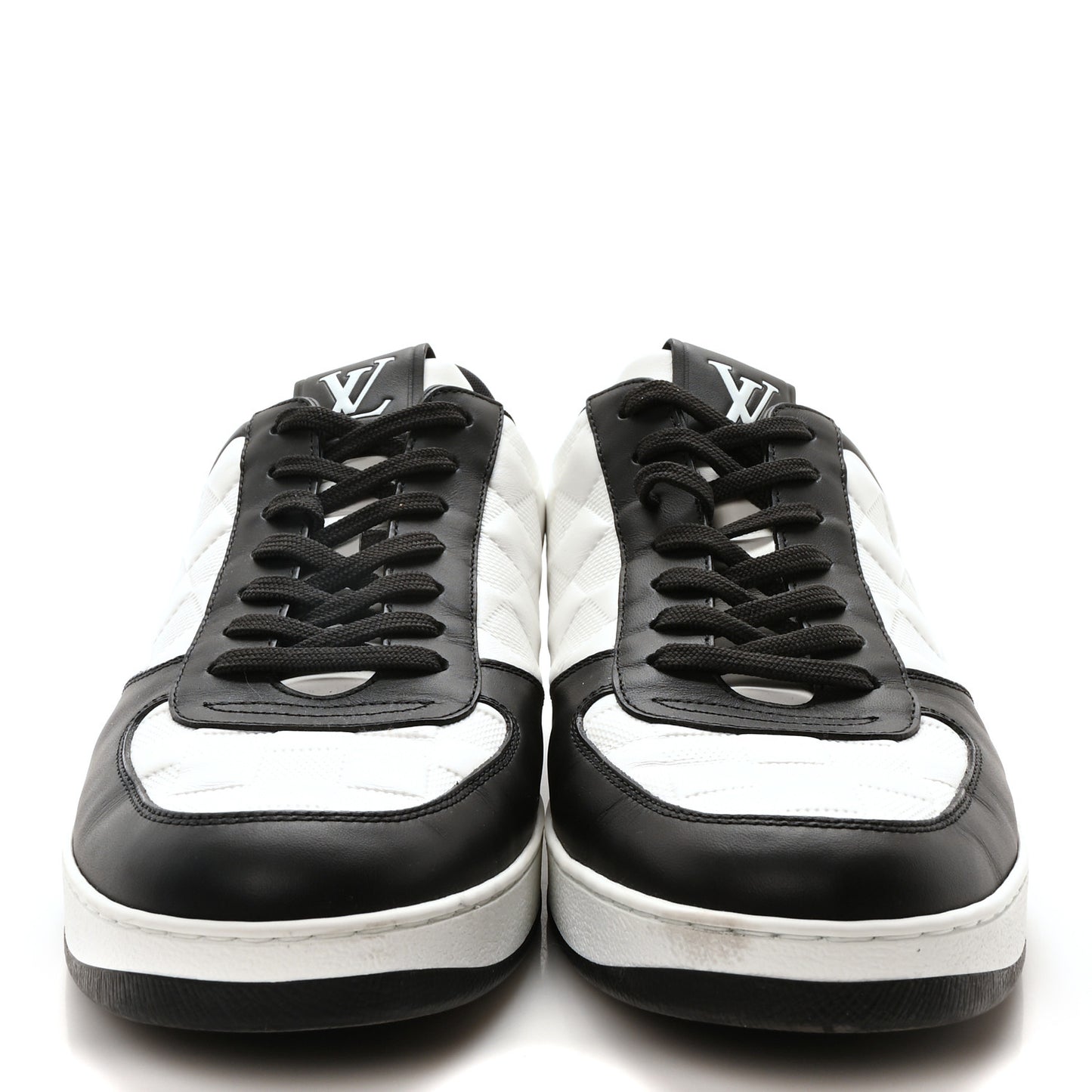 Calfskin Maxi Damier Mens Rivoli Sneakers 8.5 Black White