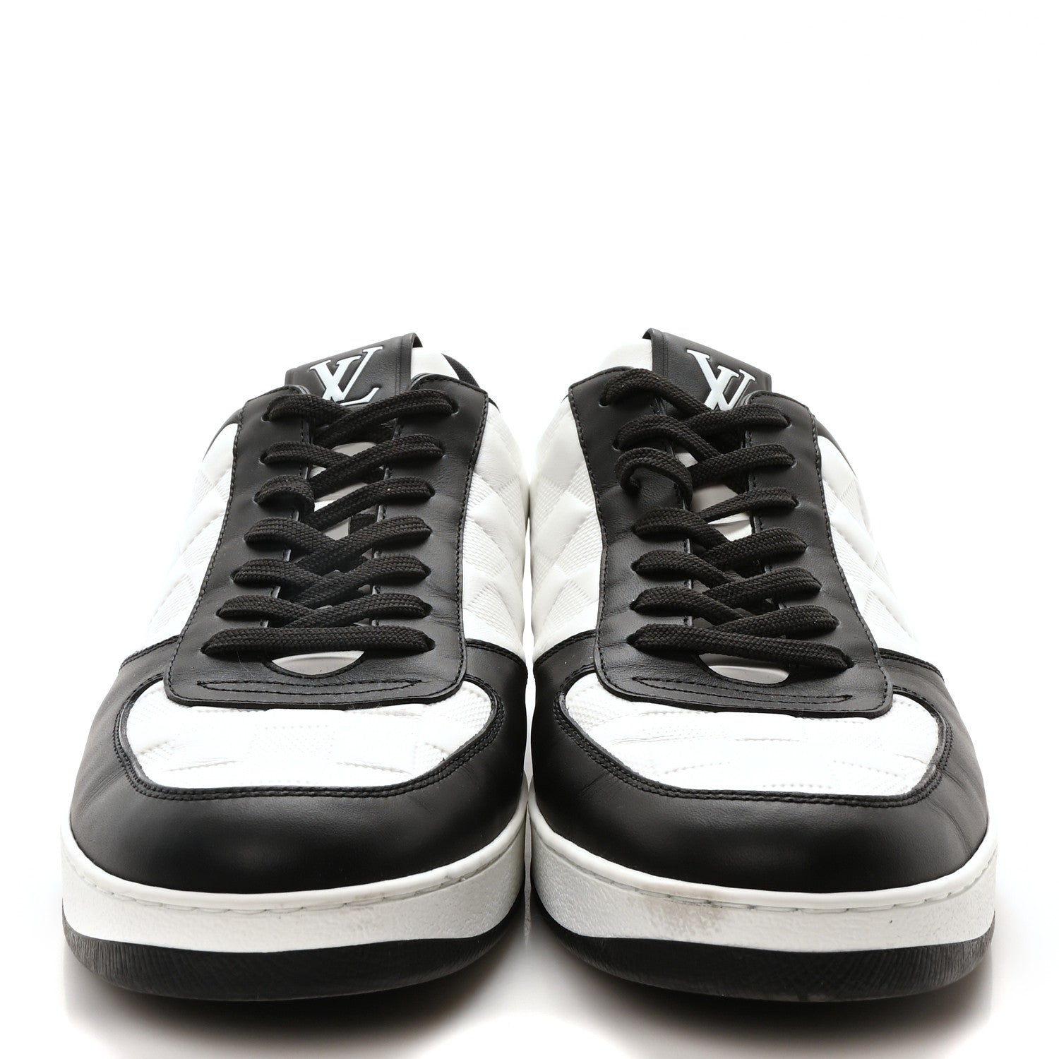 Louis Vuitton Calfskin Maxi Damier Mens Rivoli Sneakers 8.5 Black White 3 of 8