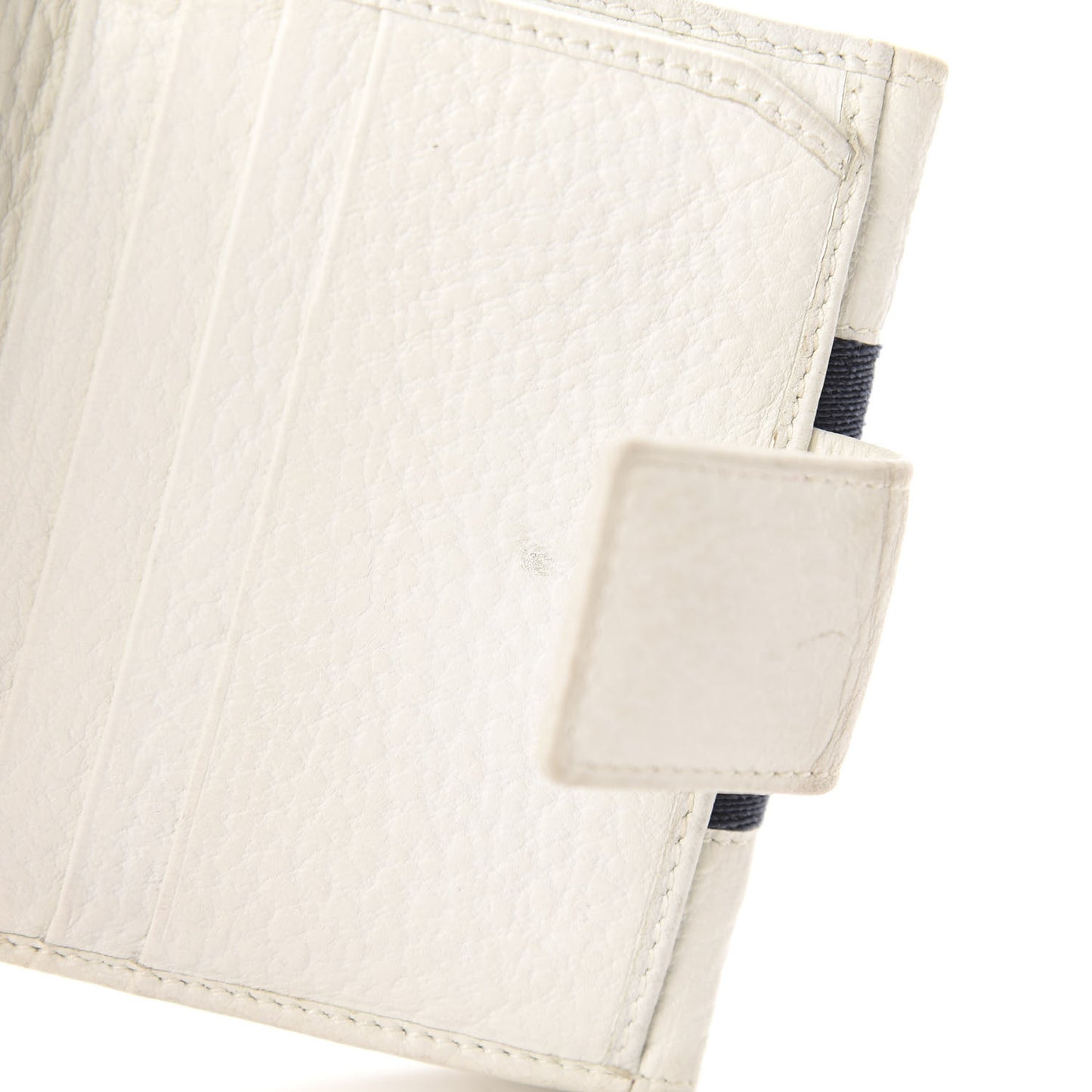 Goatskin Web French Flap Wallet White