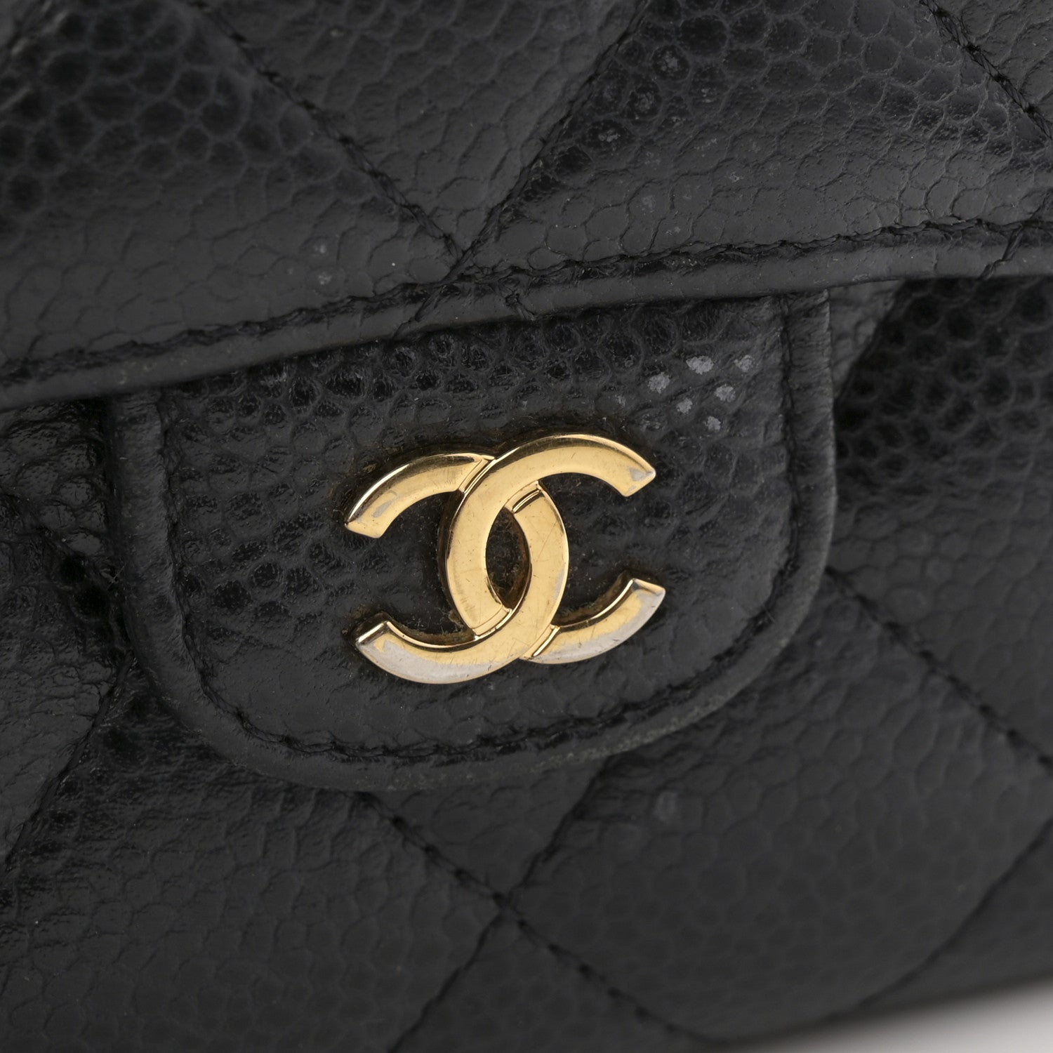 Chanel Caviar Quilted Tri-Fold Flap Wallet Black 8 of 9