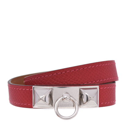 Hermes Epsom Rivale Double Tour Bracelet S Rouge Casaque 1 of 4