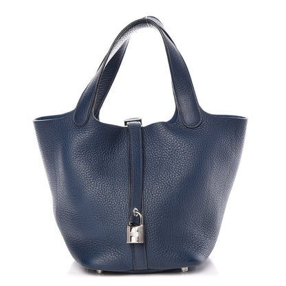 Hermes Taurillon Clemence Picotin Lock 18 PM Bleu De Prusse 1 of 11