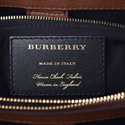 Burberry Grainy Calfskin House Check Medium Banner Tote Tan 8 of 9