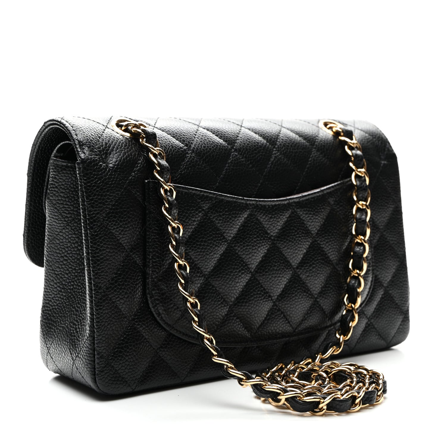 Caviar Quilted Small Double Flap Black