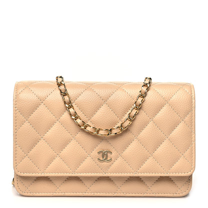Chanel Caviar Quilted Wallet on Chain WOC Beige 1 of 12