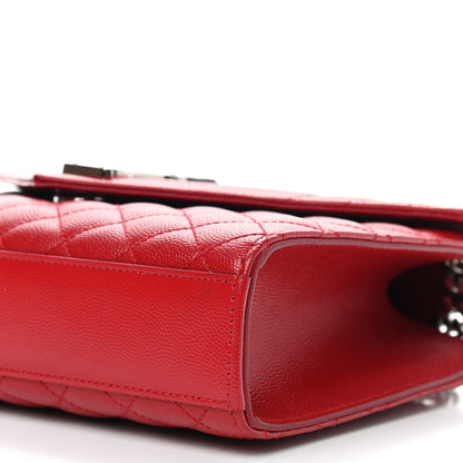 Saint Laurent Grain De Poudre Textured Mixed Matelasse Triquilt Medium Monogram Satchel New Red 9 of 9
