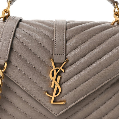 Saint Laurent Sheepskin Matelasse Chevron Monogram Medium College Bag Greyish Brown 8 of 10