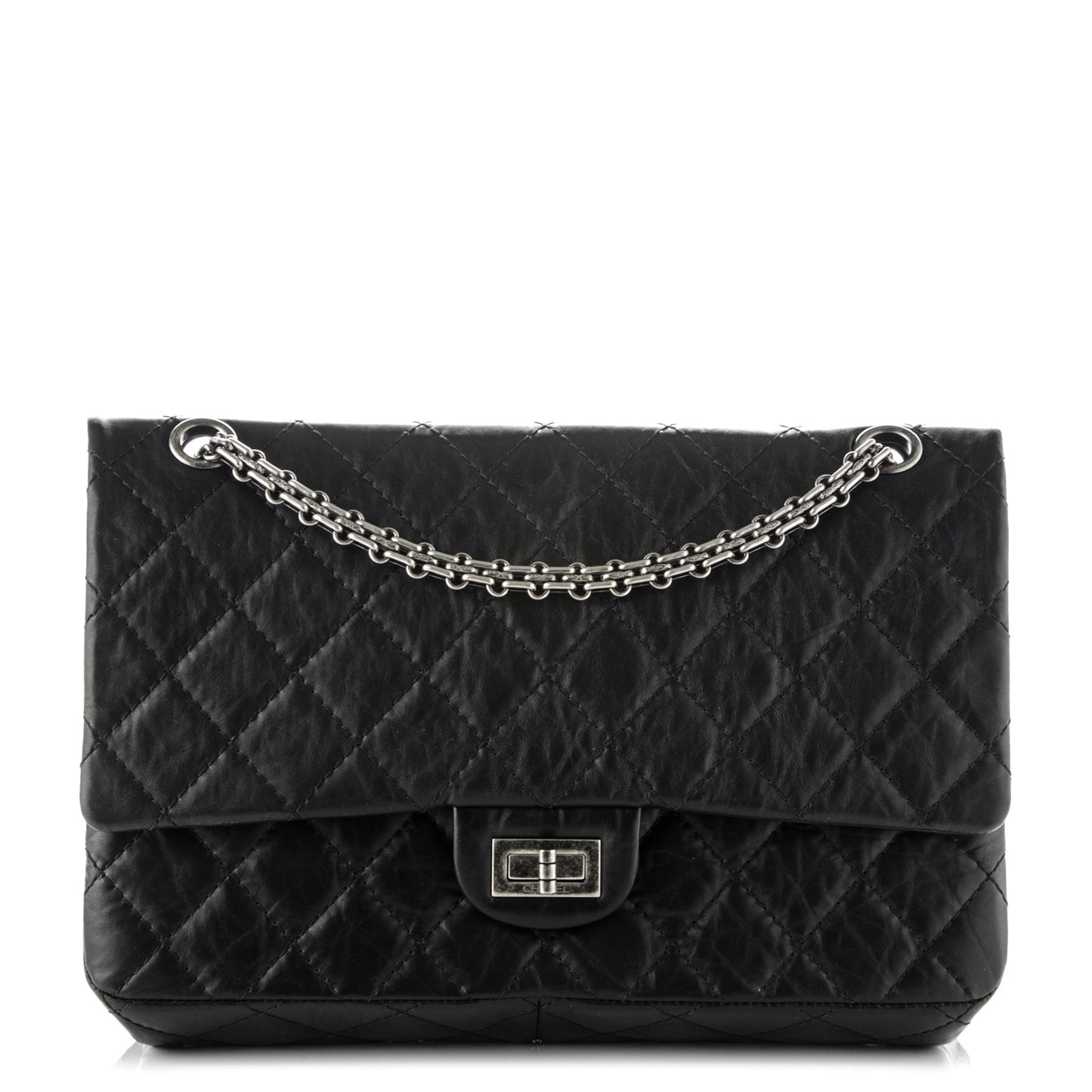 Aged Calfskin Quilted 2.55 Reissue 226 Flap Black