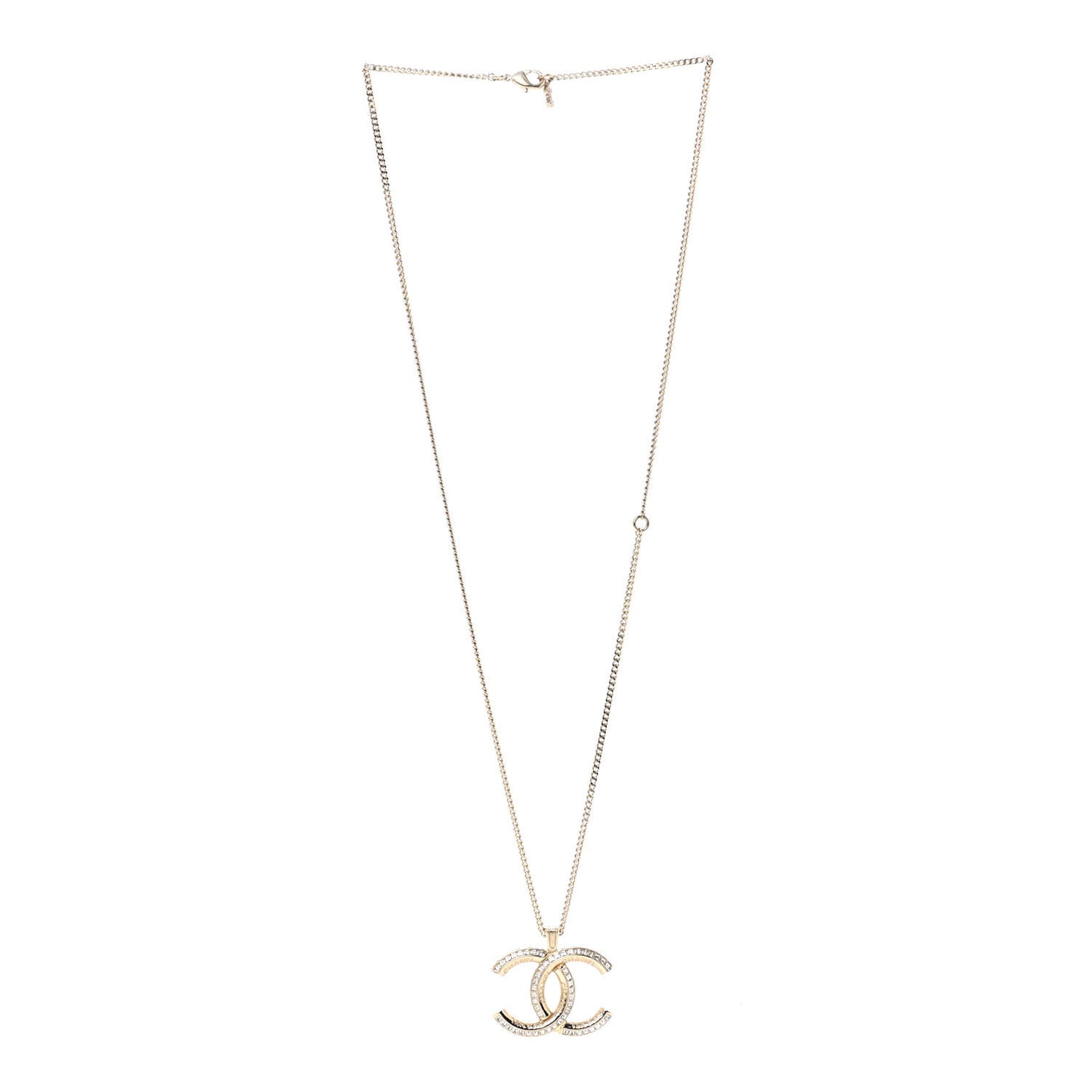 Baguette Crystal Logo CC Chain Necklace Gold