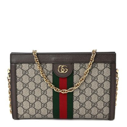 Gucci GG Supreme Monogram Web Small Ophidia Chain Shoulder Bag Brown 1 of 9