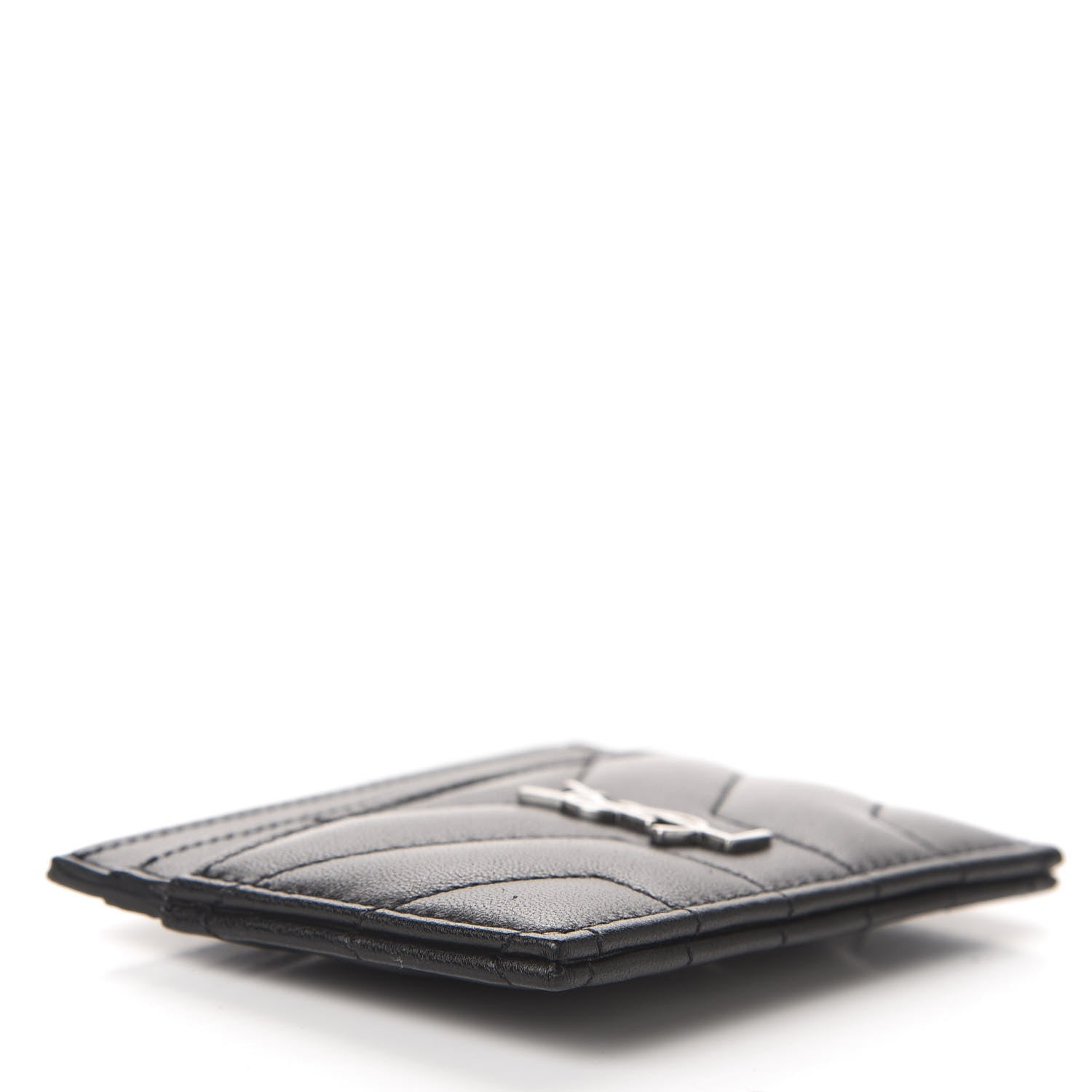 Saint Laurent Nappa Y Quilted Monogram LouLou Credit Card Case Black 4 of 7