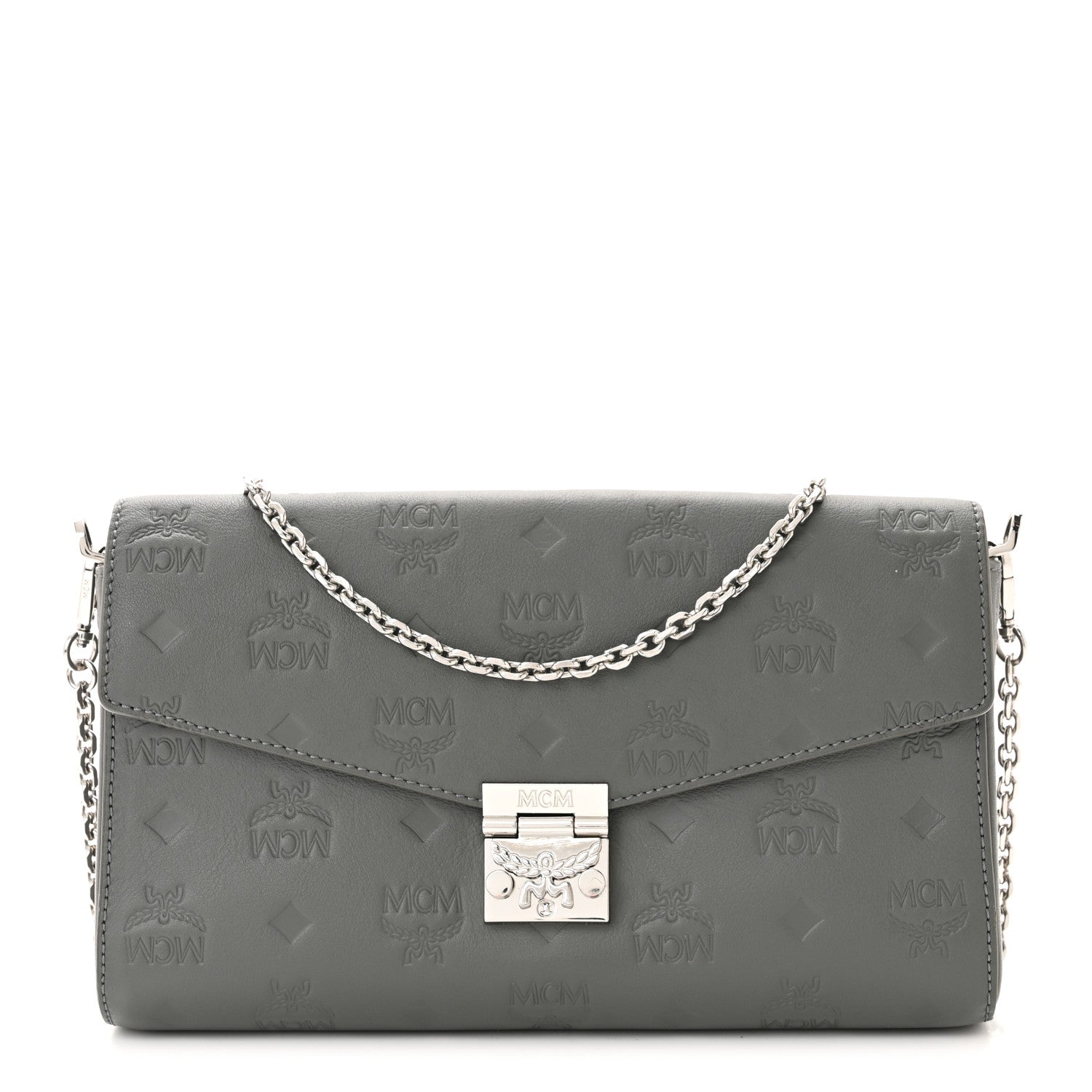 MCM Calfskin Ottomar Monogram Medium Millie Crossbody Bag Charcoal 1 of 10