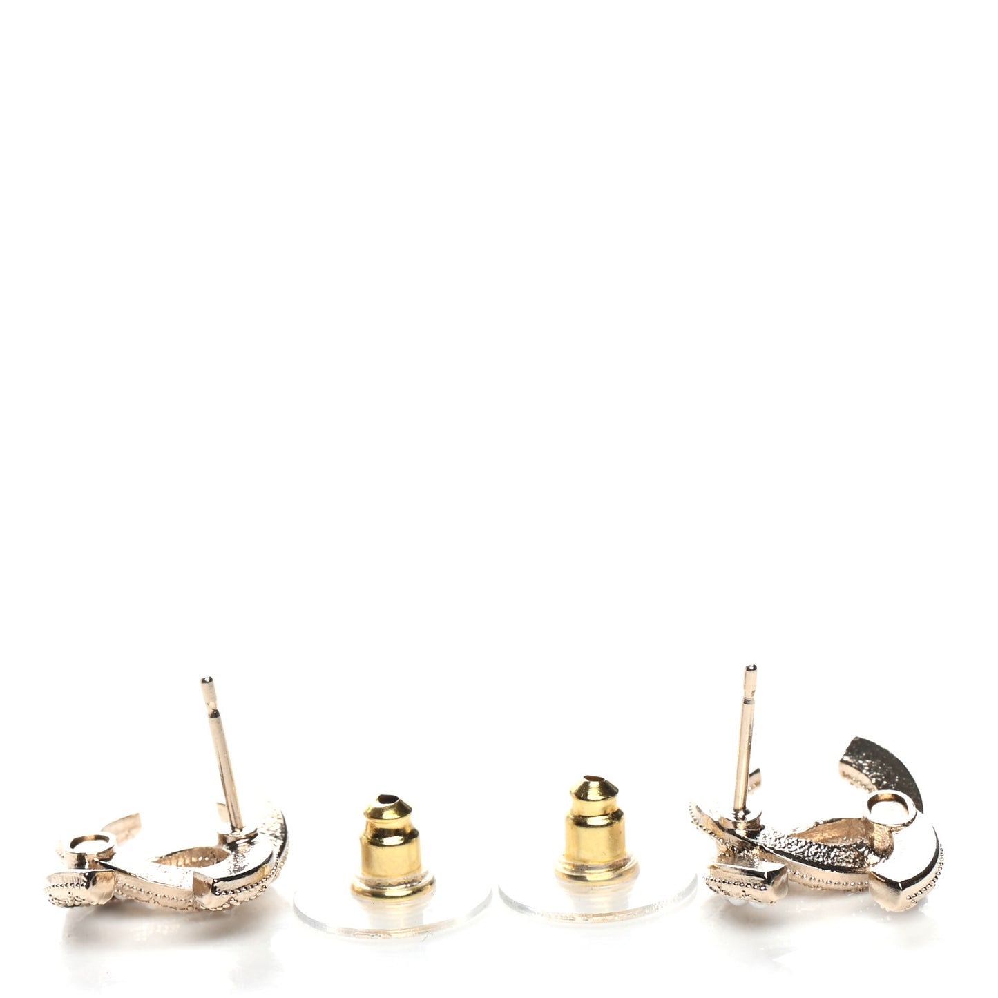 Resin Pearl CC Earrings Gold Black