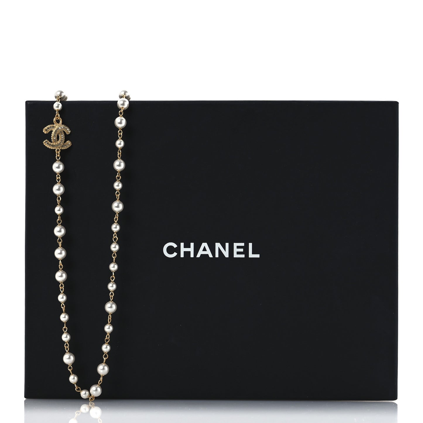 Pearl Crystal 90's Icon CC Necklace Gold