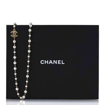 Chanel Pearl Crystal 90's Icon CC Necklace Gold 7 of 7