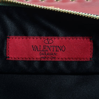 Valentino Garavani Vitello Colorblock Large Rockstud Zip Pouch Deep Rose Scarlet 7 of 8