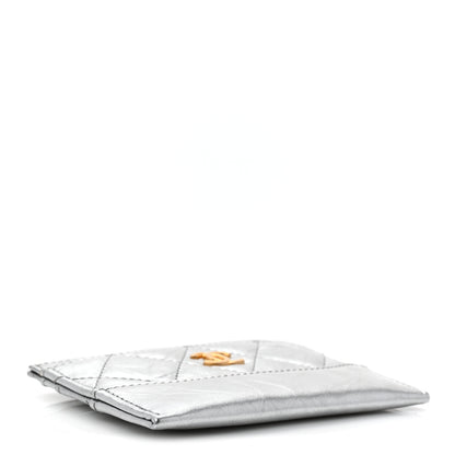 Chanel Metallic Aged Calfskin Quilted Gabrielle Card Holder Wallet Silver 4 of 9