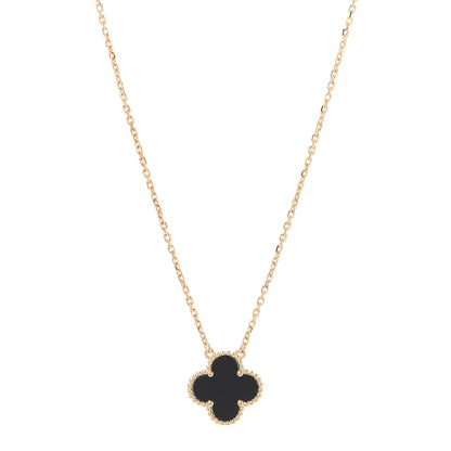Van Cleef & Arpels 18K Yellow Gold Black Onyx Vintage Alhambra Pendant Necklace 1 of 7