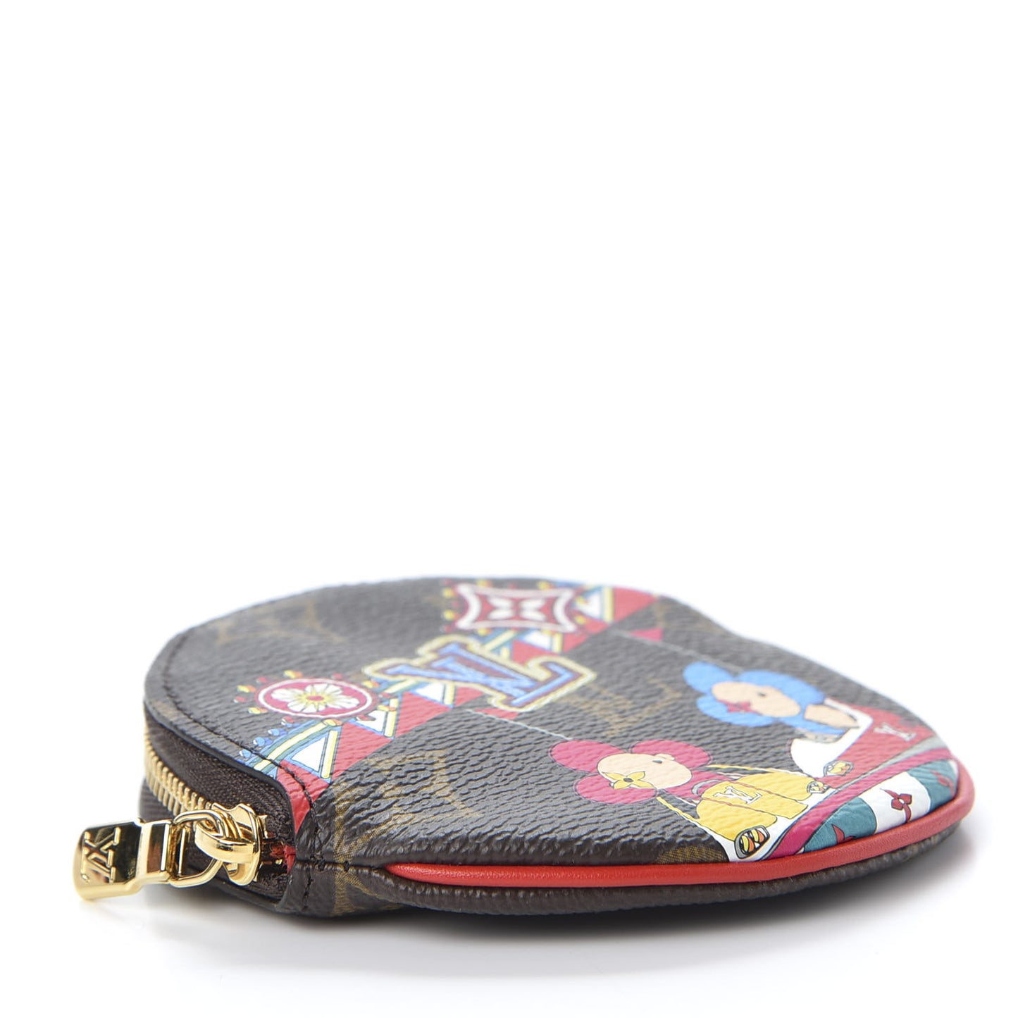 Monogram 2020 Christmas Animation Bumper Cars Round Coin Purse Coquelicot
