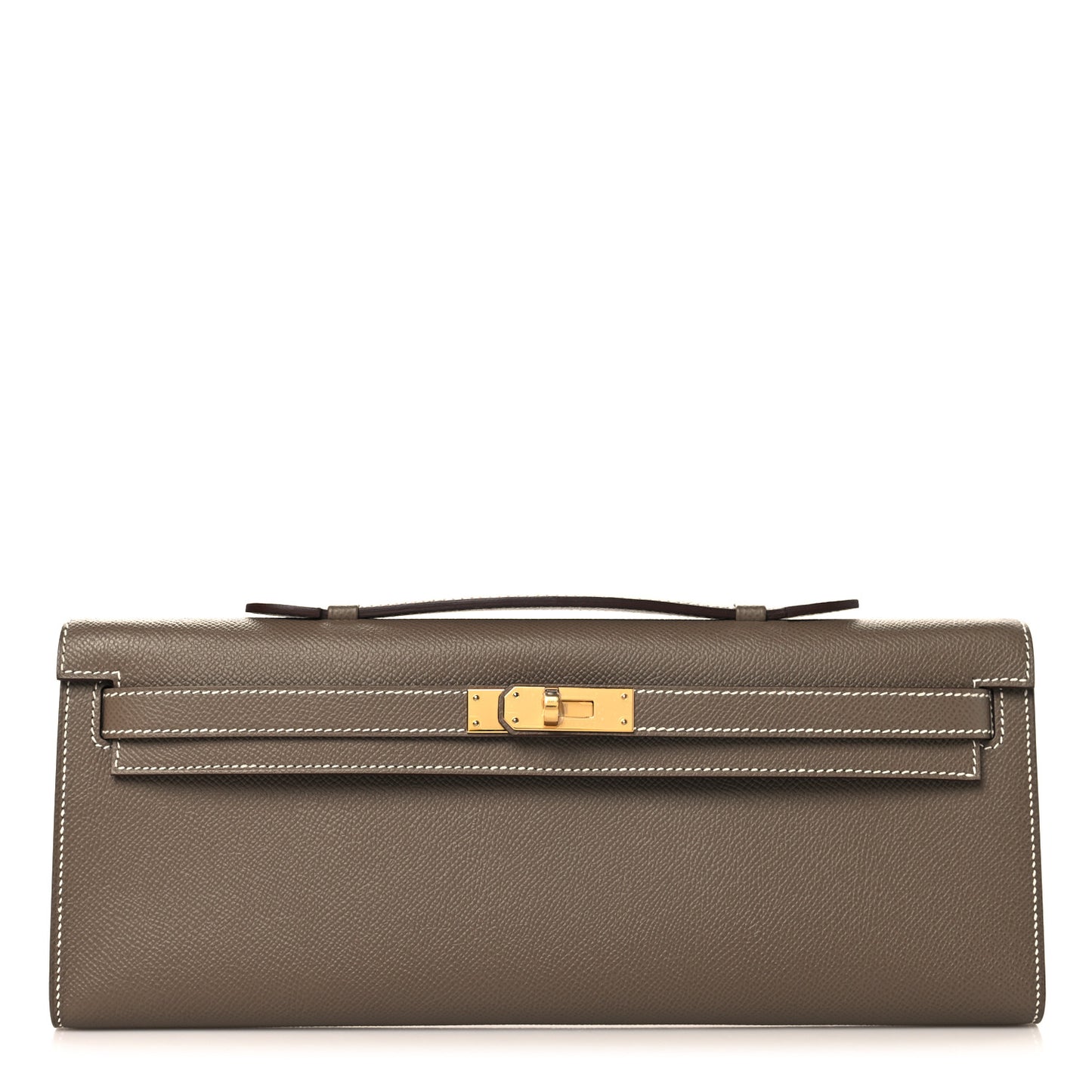 Epsom Kelly Cut Clutch Pochette Etoupe