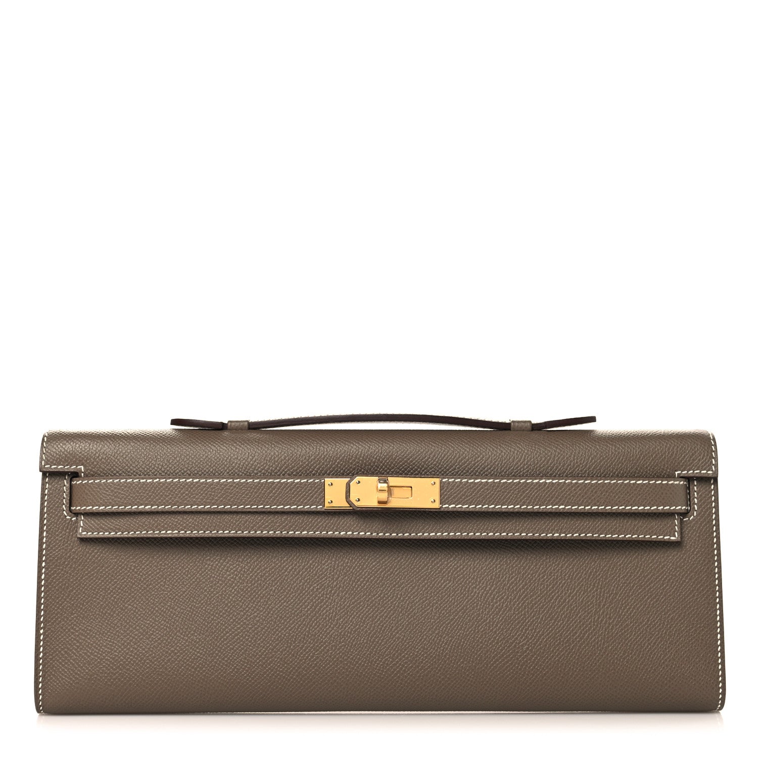 Hermes Epsom Kelly Cut Clutch Pochette Etoupe 1 of 11