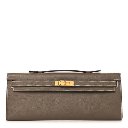 Hermes Epsom Kelly Cut Clutch Pochette Etoupe 1 of 11