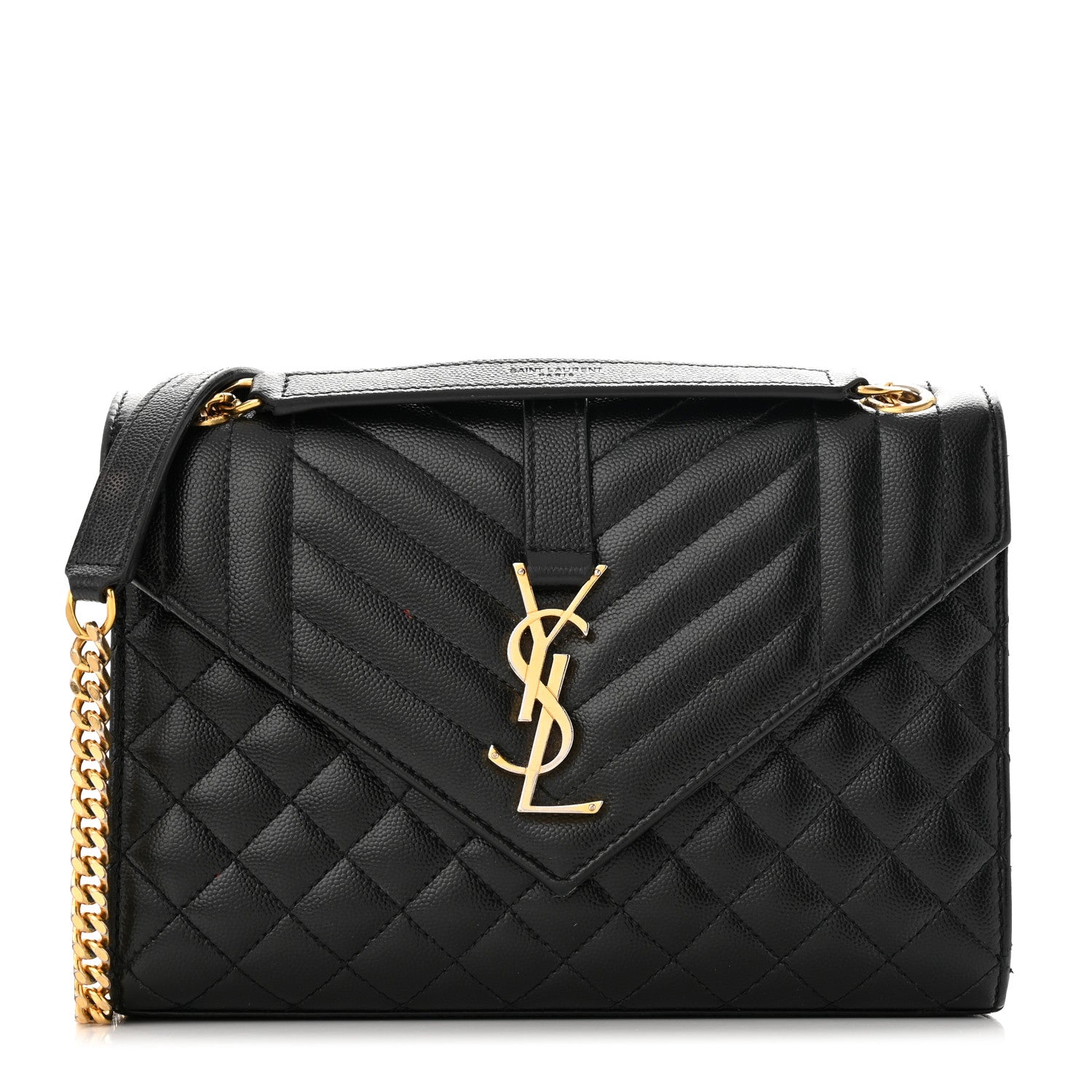 Saint Laurent Grain De Poudre Textured Mixed Matelasse Triquilt Medium Monogram Satchel Black 1 of 14