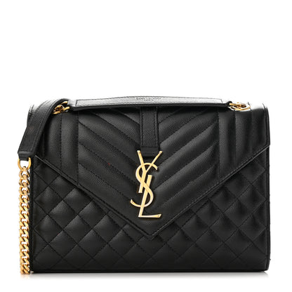 Saint Laurent Grain De Poudre Textured Mixed Matelasse Triquilt Medium Monogram Satchel Black 1 of 14