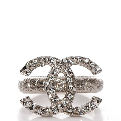 Chanel Crystal CC Ring 6 Silver 1 of 10