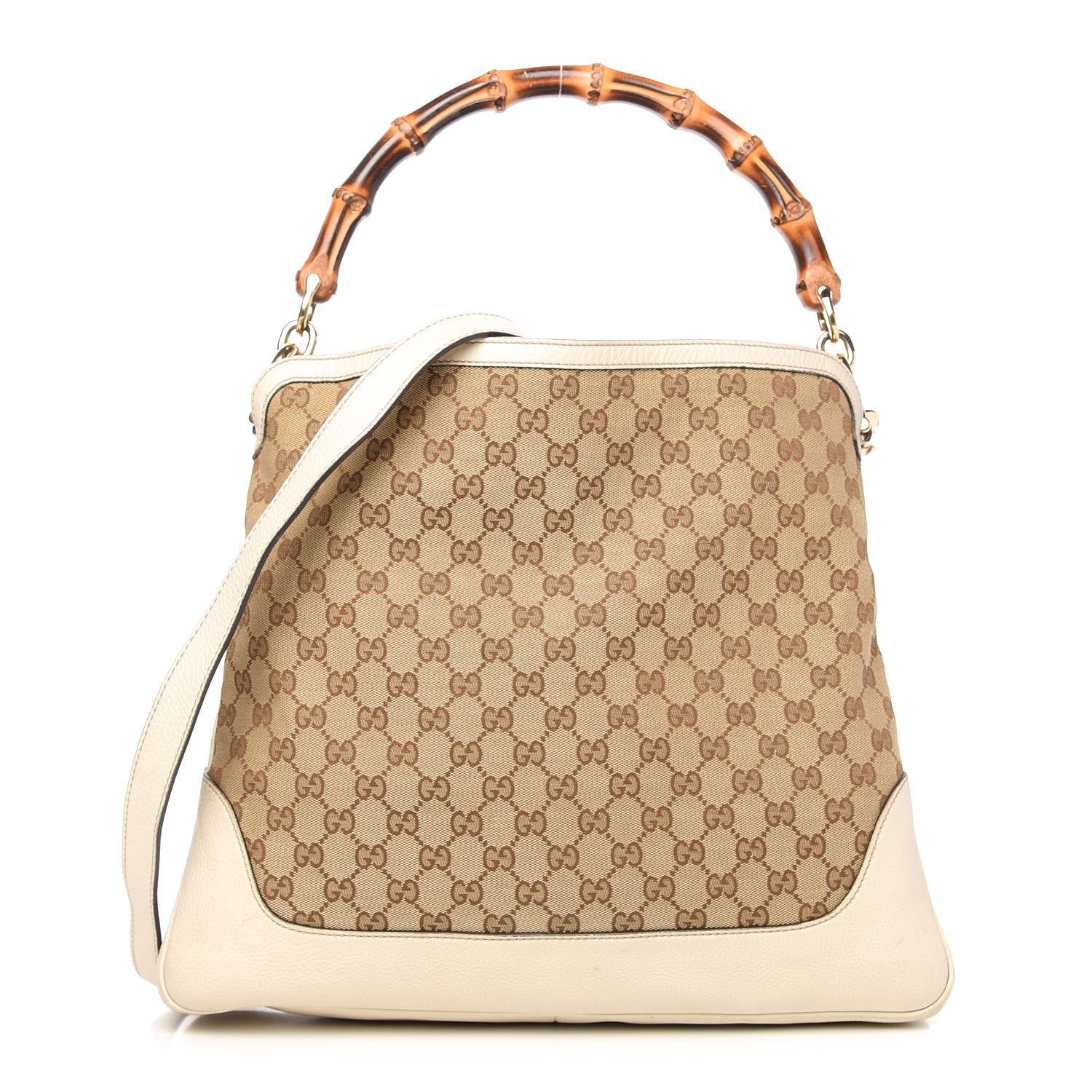 Gucci Monogram Medium Diana Bamboo Shoulder Bag Off White 1 of 10