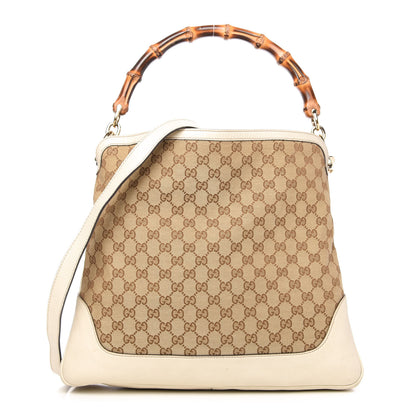 Gucci Monogram Medium Diana Bamboo Shoulder Bag Off White 1 of 10