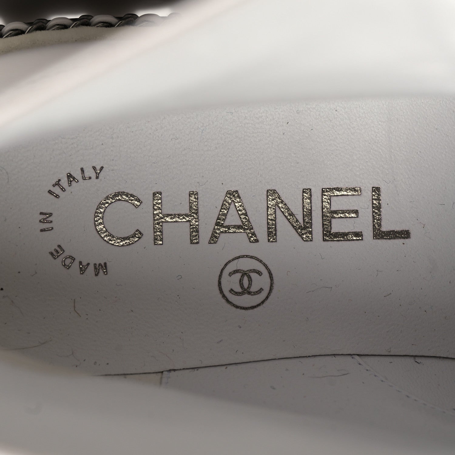 Chanel Crackled Calfskin Pearl Chain CC Combat Short Boots 35.5 White 8 of 10