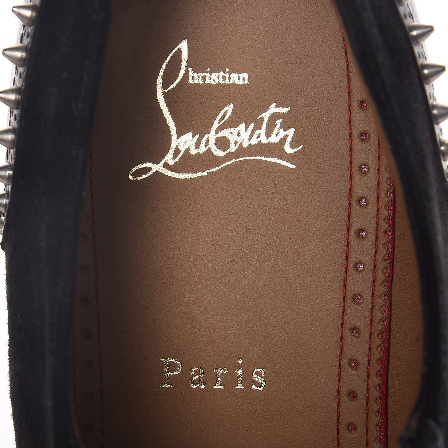 Christian Louboutin Mens Veau Velours Calfskin Mr Blake Spike Oxfords 42 Black Silver 6 of 8