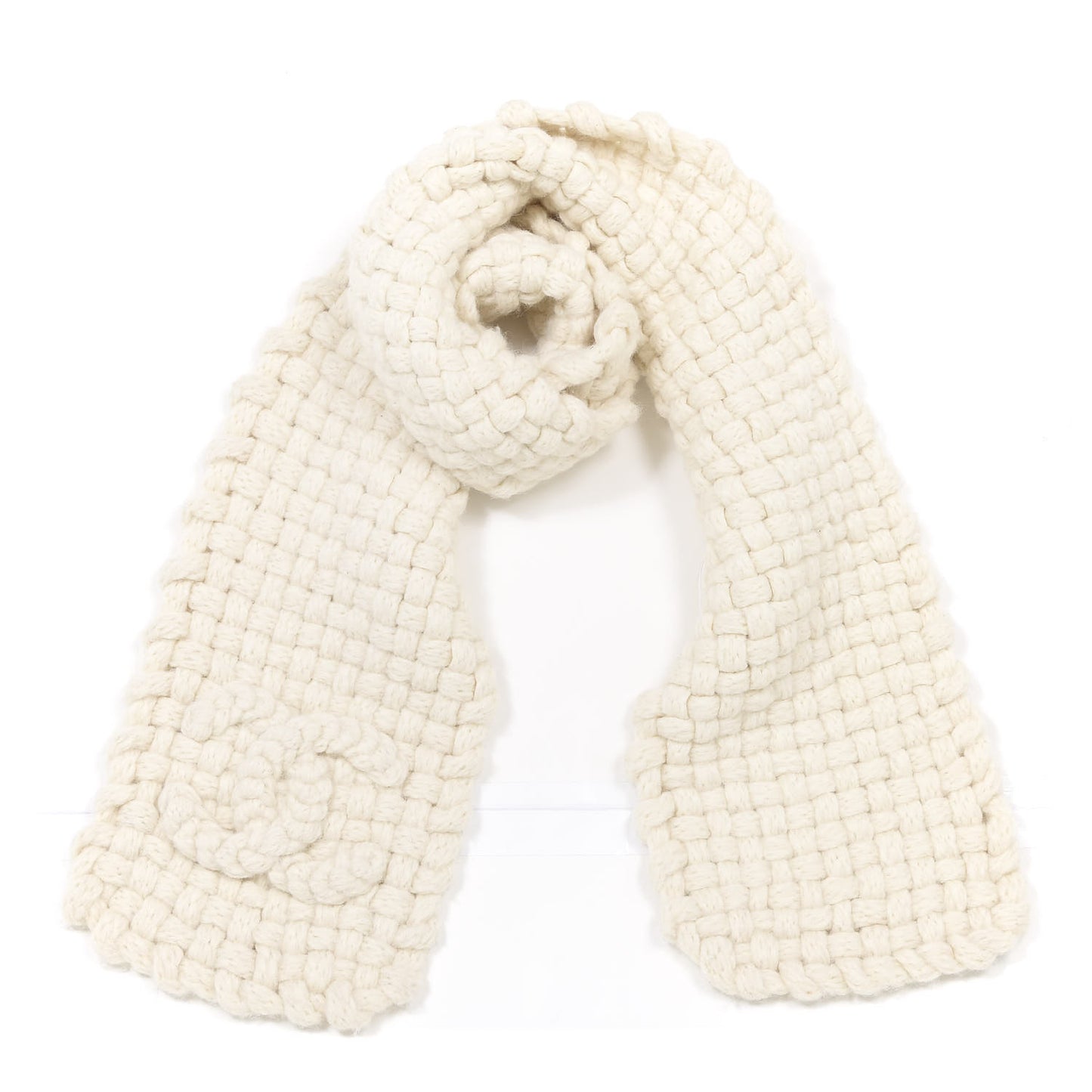 Wool Silk Alpaca CC Scarf Ivory