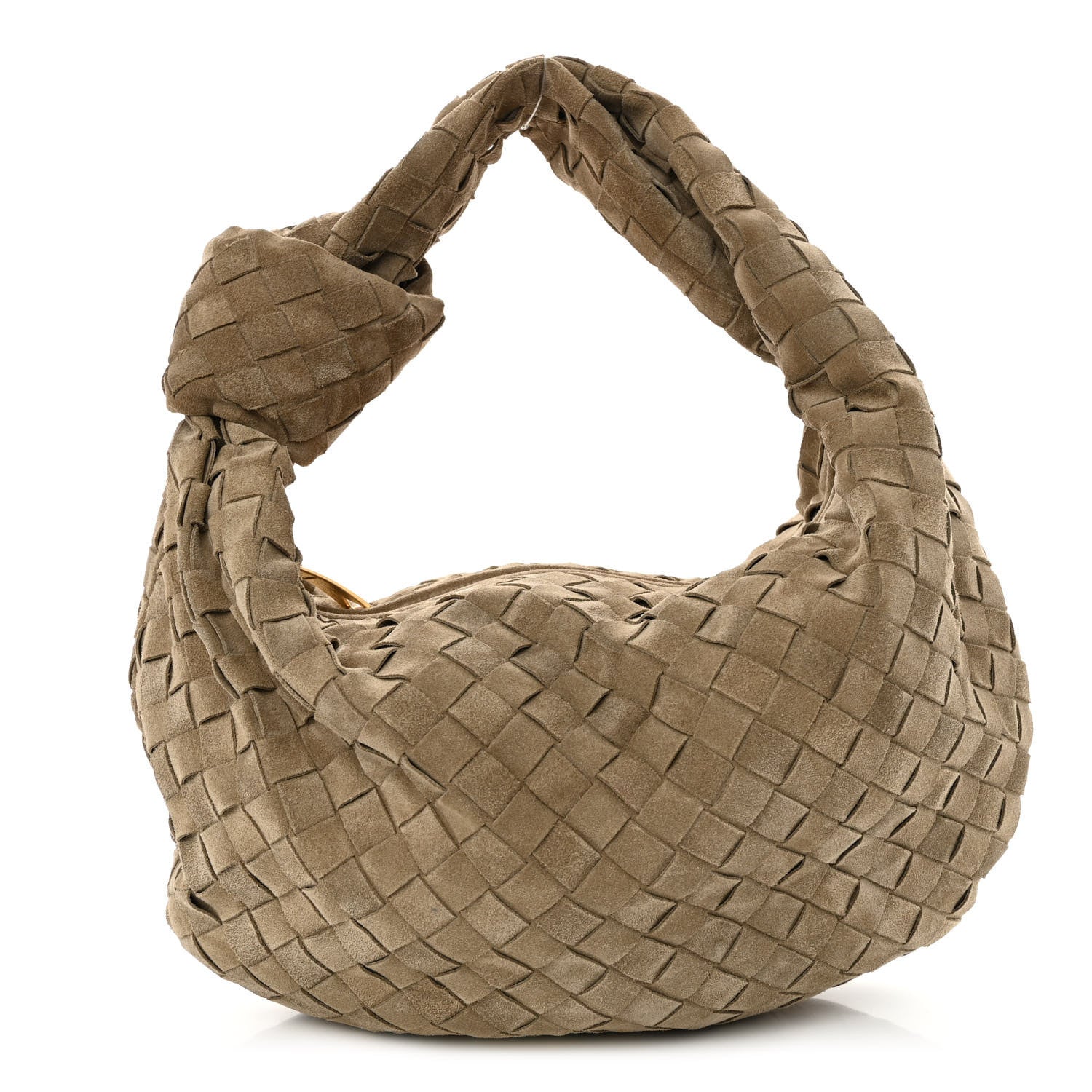 Bottega Veneta Suede Calfskin Intrecciato Teen Jodie Hobo Taupe 1 of 9