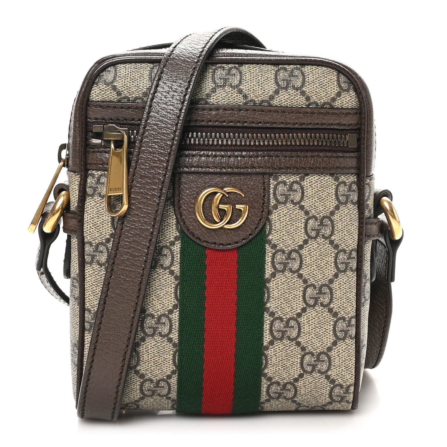 Gucci GG Supreme Monogram Web Mini Ophidia Messenger Brown 1 of 9