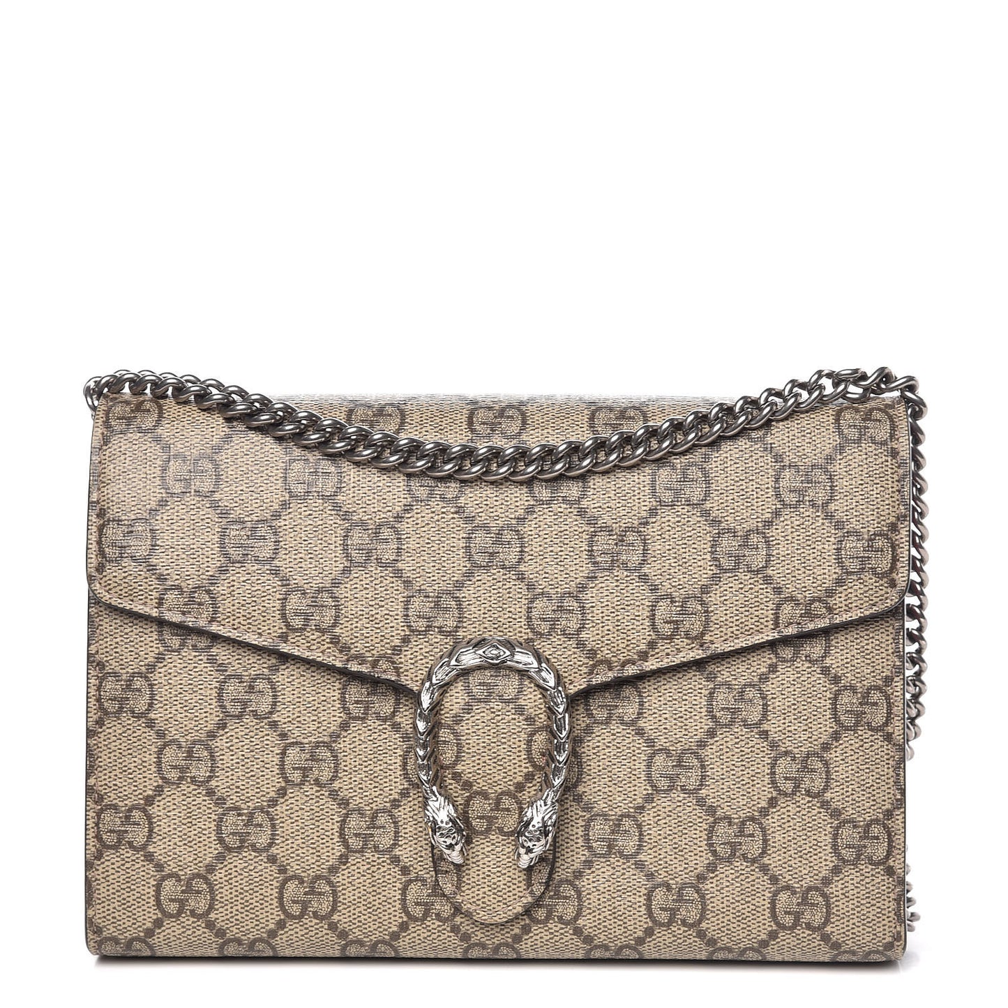 GG Supreme Monogram Mini Dionysus Chain Wallet Beige Vulcanic Red